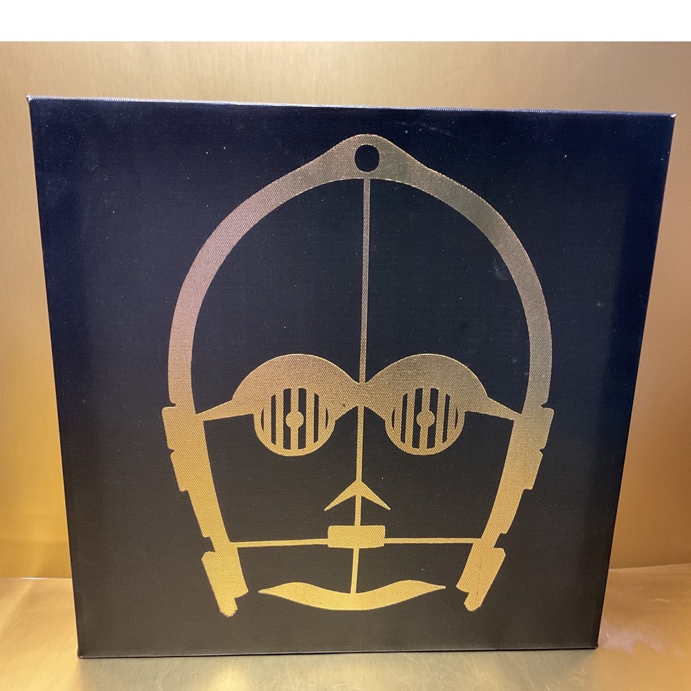 Artissimo Star Wars C-3PO Gold Foil Black Canvas Wall Art 12x12 Square Decor
